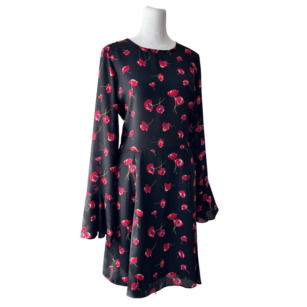 Love…Ady Black & Red Bell Sleeve Knee Length Dress